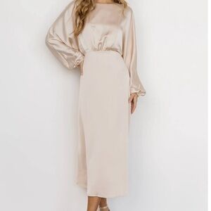 Baltic Born Satin Midi Dress- Champagne XL